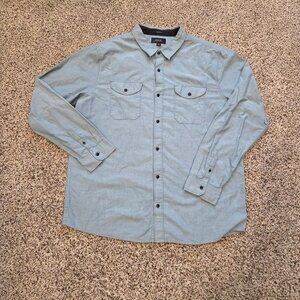 Roark Well Worn Classic Fit Shirt Mens XL Blue Pockets Organic Cotton Chambray